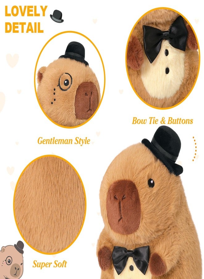 Ditucu Original Gentleman Capybara Plush with Bowler Hat 9 inch Cute Capibara Stuffed Animal Soft Plushies Toys Gifts for Kids Brown - Image 4